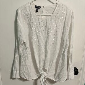 Jones New‎ York Cream Embroidered Blouse womens size XL